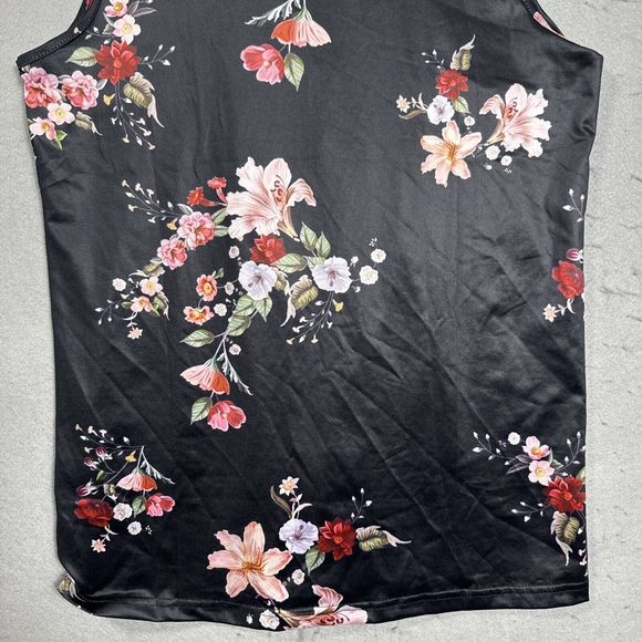 La Mode Black Floral Sleeveless Top Size Small - Picture 10 of 14